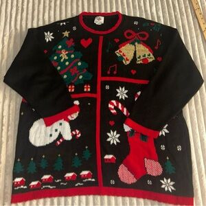 Black and Red Women's Sweater Ugly Christmas Sweater‎
